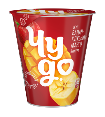 Йогурт вязкий Чудо Банан/Клубника/Манго 2% 290г БЗМЖ