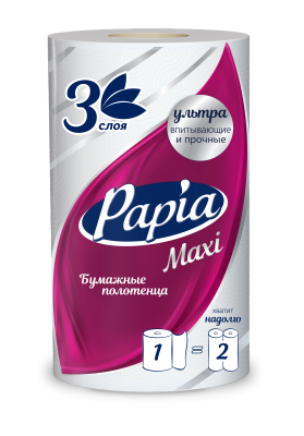 Полотенце бумажное Папиа 3-сл 1 рул Макси