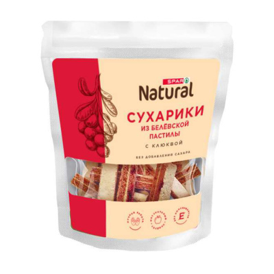 Сухарики из Белевской пастилы SPAR Natural с клюквой без сахара 40г