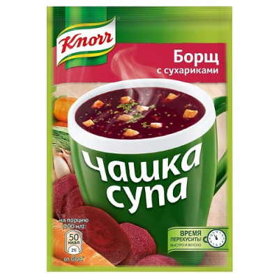 Суп Борщ с сухариками Чашка супа Кнорр 14,8г