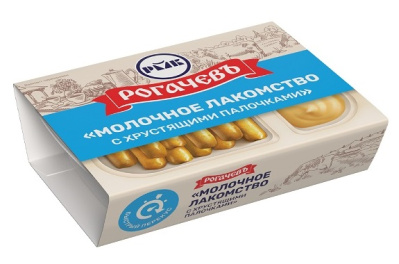Лакомство молочное Рогачевъ с хрустящими палочками 8,5% 30г+17г БЗМЖ
