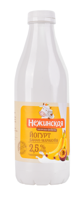 Йогурт пит Нежинская МФ Банан/Марак 2,5% 900г БЗМЖ