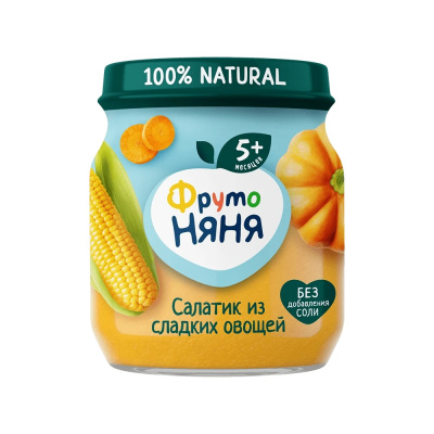 Пюре ФрутоНяня Салатик из сладких овощей с 5мес ст/б 110г