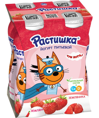 Йогурт питьевой Растишка Земляника с 3лет 1,6% 90г БЗМЖ