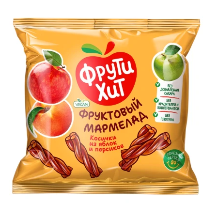 Мармелад жевательный Фрути Хит Косички из Яблок и Персиков 45г