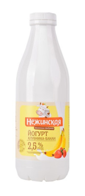 Йогурт пит Нежинская МФ Клубн/Банан 2,5% 900г БЗМЖ