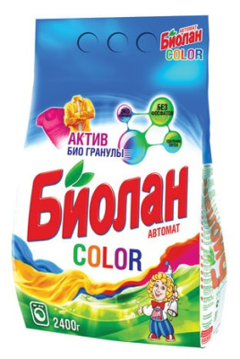 Порошок стиральный Биолан автомат Колор 2,4кг