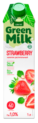 Напиток растительный ГринМилк Клубника 1л