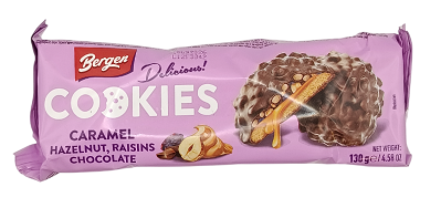 Печенье Берген глазированное Карамель/Орехи/Изюм 130г
