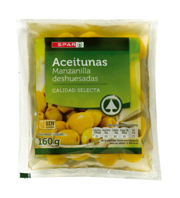 Оливки зеленые б/к SPAR 160г м/уп