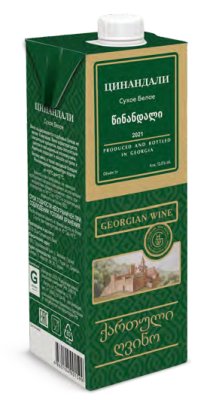 Вино Цинандали бел сух 1л 12% т/п