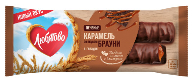 Батончик Любятово Печенье с карамелью Брауни в глазури 50г