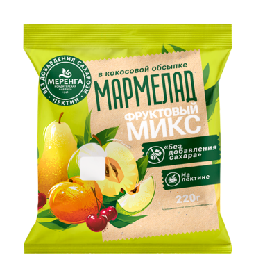 Мармелад в кокос обс Фрукт микс б/сах Меренга 220г