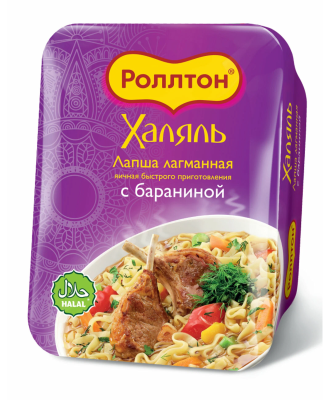 Лапша б/п Роллтон Лагманная Халяль с бараниной 90г лоток