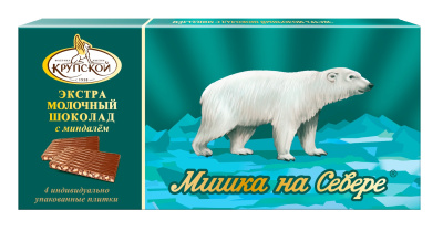 Шоколад Мишка на Севере экстра молочный с дробленым миндалем 100г