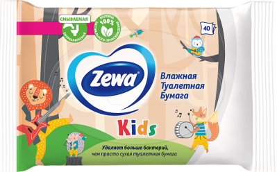 Влажная туалетная бумага Зева Кидс А40