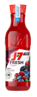 Морс охлажденный J7 Клюква/Черника/Арония/Ежевика 850мл
