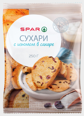 Сухари SPAR с изюмом в сахаре 250г