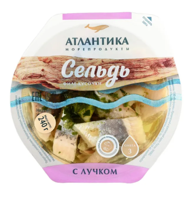 Сельдь филе-кусочки с/с в масле с лучком Атлантика 240г