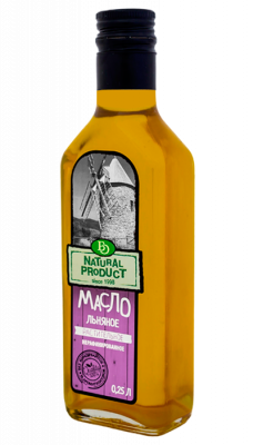 Масло льняное БО нерафинированное 100% 250мл