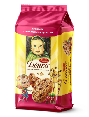 Печенье Аленка с клюквой и шоколадными дропсами 140г