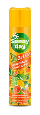 Освежитель воздуха Sunny Day 3в1 Антитабак Сочный Цитрус 300мл