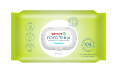 Полотенца влажные SPAR Очищающие XXL 27х25см 60шт
