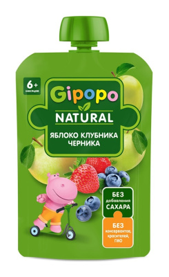 Пюре Гипопо Ябл/Клубн/Черника с 6мес 90г д/п