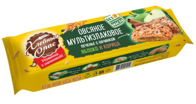 Печенье Хлебный Спас Овсяное Мультизлаковое яблоко/корица 250г