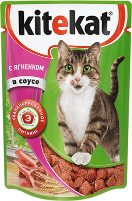 Корм влажный для кошек Китекат Ягненок в соусе 85г