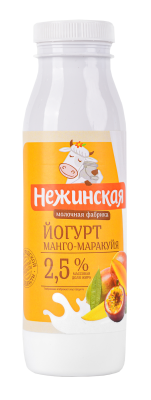 Йогурт питьевой Нежинская МФ Манго/Маракуйя 2,5% 275г БЗМЖ