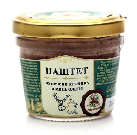Паштет Мушкино из печени кролика с мясом оленя 80г