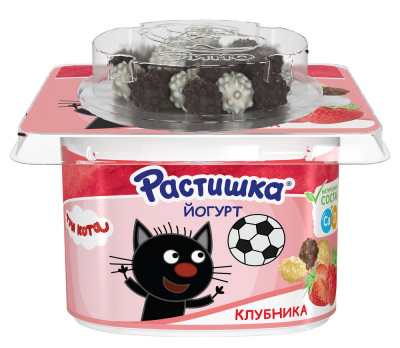 Йогурт Растишка Клубника с драже от 3-х лет 3% 115г БЗМЖ