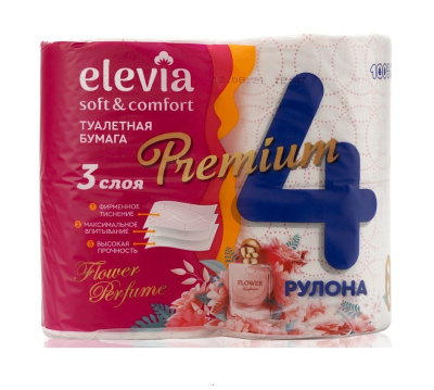 Бумага туалетная Элевиа 3-сл 4 рул