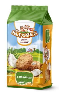 Печенье Коровка сдобное с овсяными хлопьями и кокосом 152г