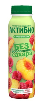 Биойогурт питьевой Актибио Персик/Малина б/с 1,5% 260г БЗМЖ