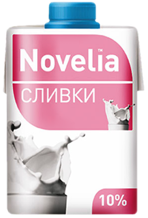 Сливки ультрапастеризованные Новелия 10% 470г БЗМЖ