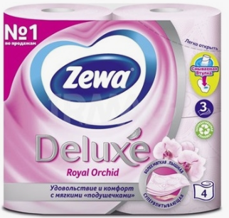 Бумага туалетная Зева 3-сл 4 рул Делюкс Орхидея