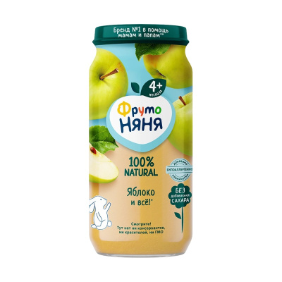 Пюре ФрутоНяня Яблоко б/сах с 4мес ст/б 250г