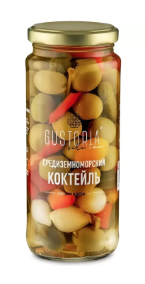 Коктейль средиземн оливки/овощи Густория 340г ст/б