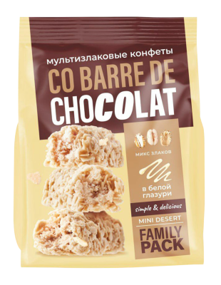 Конфеты мультизлаковые Ко Барре де Шоколат с белой глазурью 135г