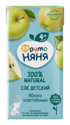 Сок ФрутоНяня Яблоко осветленный гипоаллергенный с 4-х мес т/п 200мл
