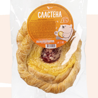 Булочка Сластена с кремом и малиновой начинкой РХ 100г