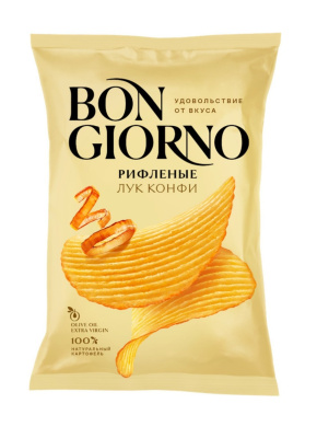 Чипсы Бон Джорно Рифленые Карамелизованный лук с сыром 80г