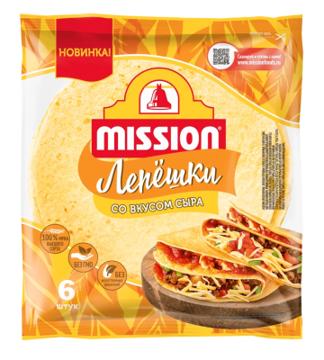 Лепешки Тортильи Миссион пшеничные со вкусом сыра 250г