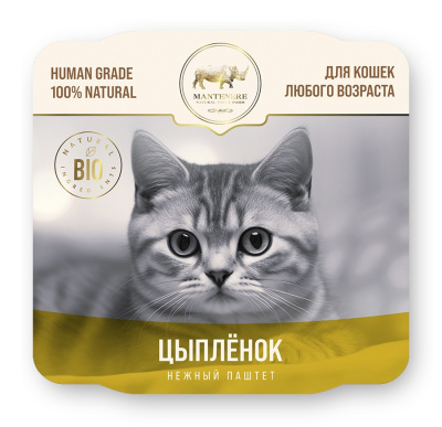 Корм влажный для кошек Мантенери Цыплёнок паштет 100г