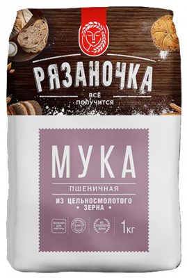 Мука пшеничная Рязаночка цельносмолотая 1кг