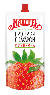 Клубника протертая с сахаром Махеев 300г д/пак