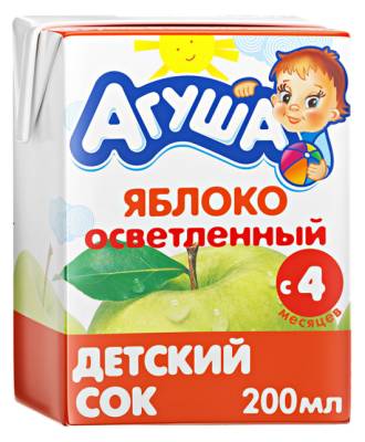 Сок Агуша Яблоко осветленный с 4-х мес т/п 200мл