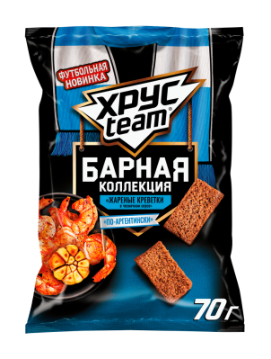 Сухарики ржано-пшеничные Хрустим Барная коллекция Жареные креветки в чесночном соусе 70г